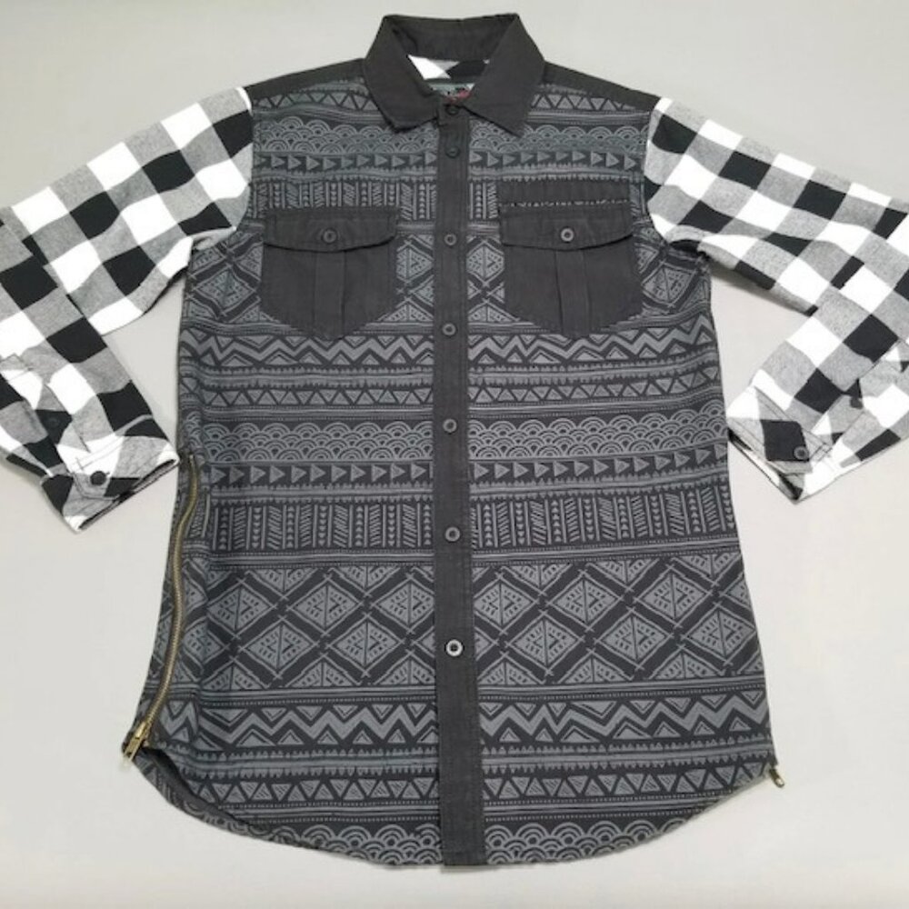 Bleecker & Mercer Size "S" Men's Button Shirt Black/White/Paisley/Aztec Print
